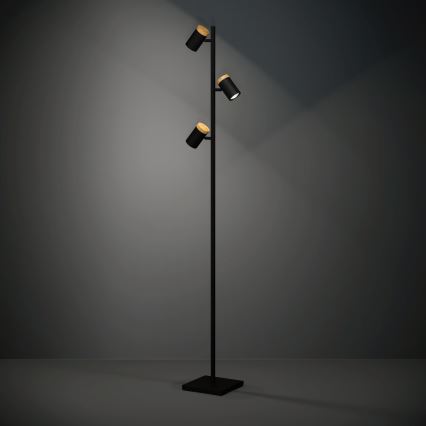 Eglo - LED Stojacia lampa 3xGU10/4,5W/230V 3000K čierna/hnedá