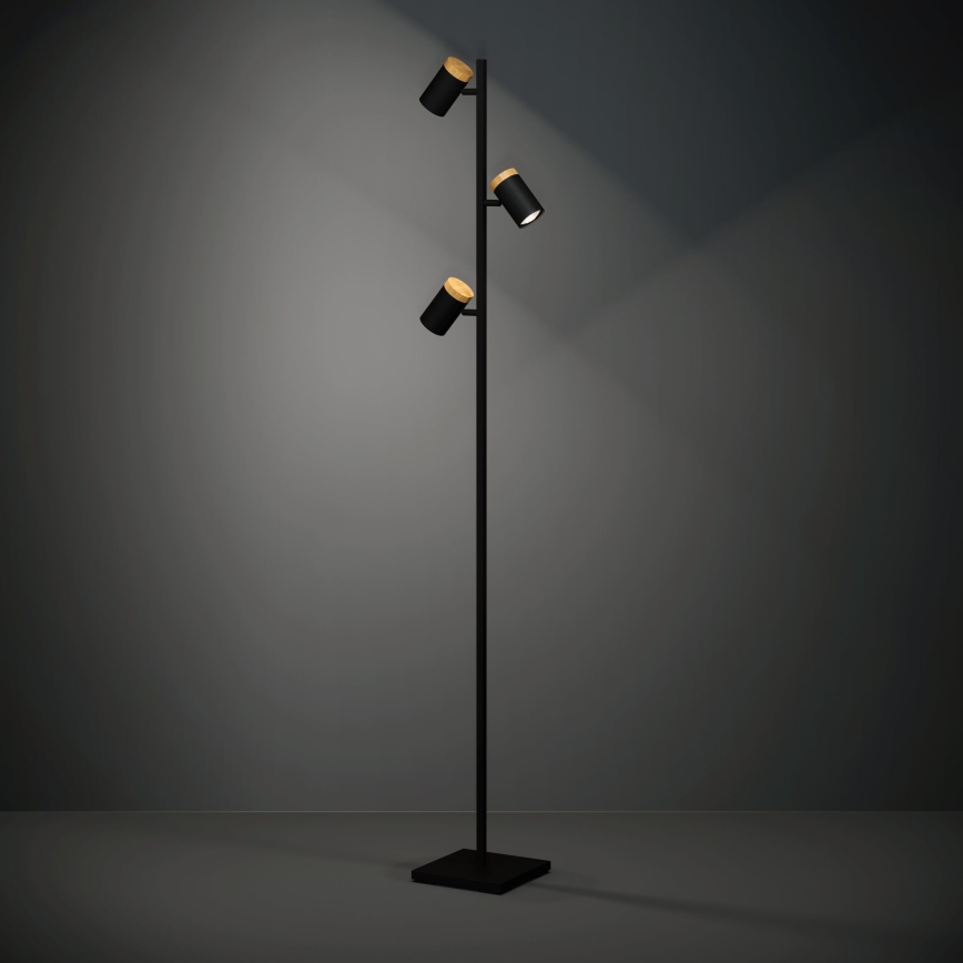 Eglo - LED Stojacia lampa 3xGU10/4,5W/230V 3000K čierna/hnedá