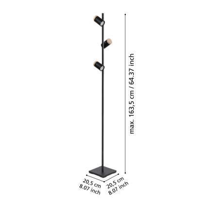 Eglo - LED Stojacia lampa 3xGU10/4,5W/230V 3000K čierna/hnedá