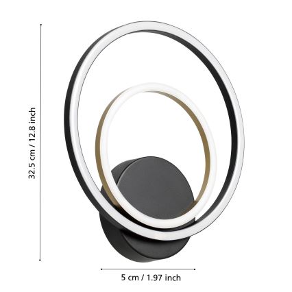 Eglo - LED Nástenné svietidlo LED/12W/230V 3000K + 4xLED/2,1W 3000K čierna