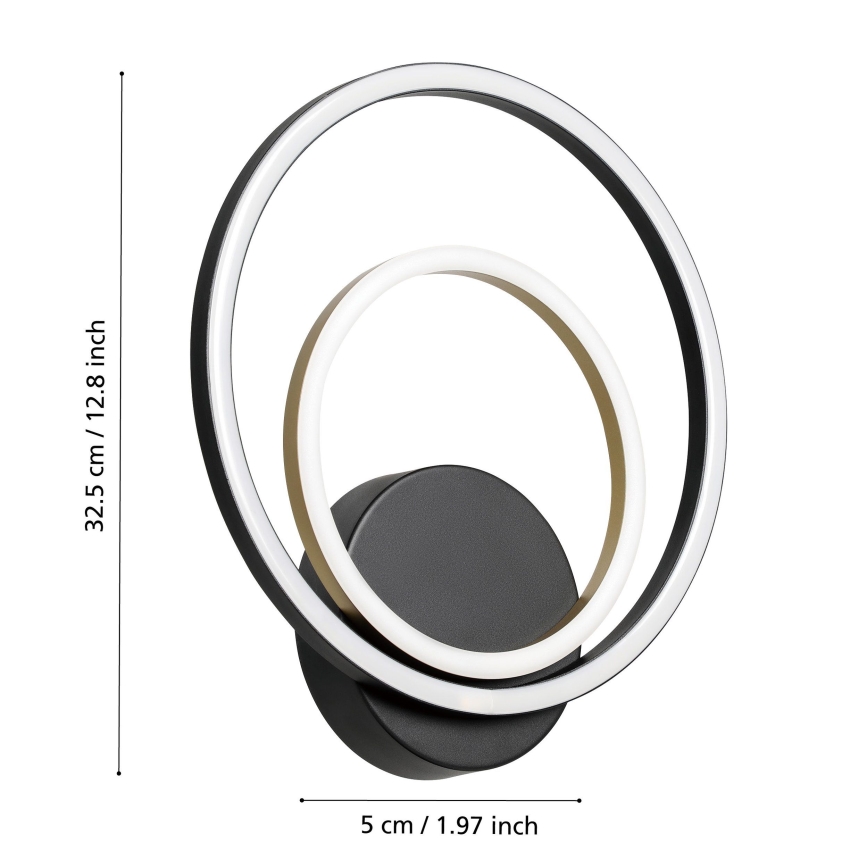 Eglo - LED Nástenné svietidlo LED/12W/230V 3000K + 4xLED/2,1W 3000K čierna