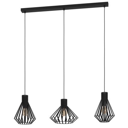 Eglo - Luster na lanku 3xE27/40W/230V čierna