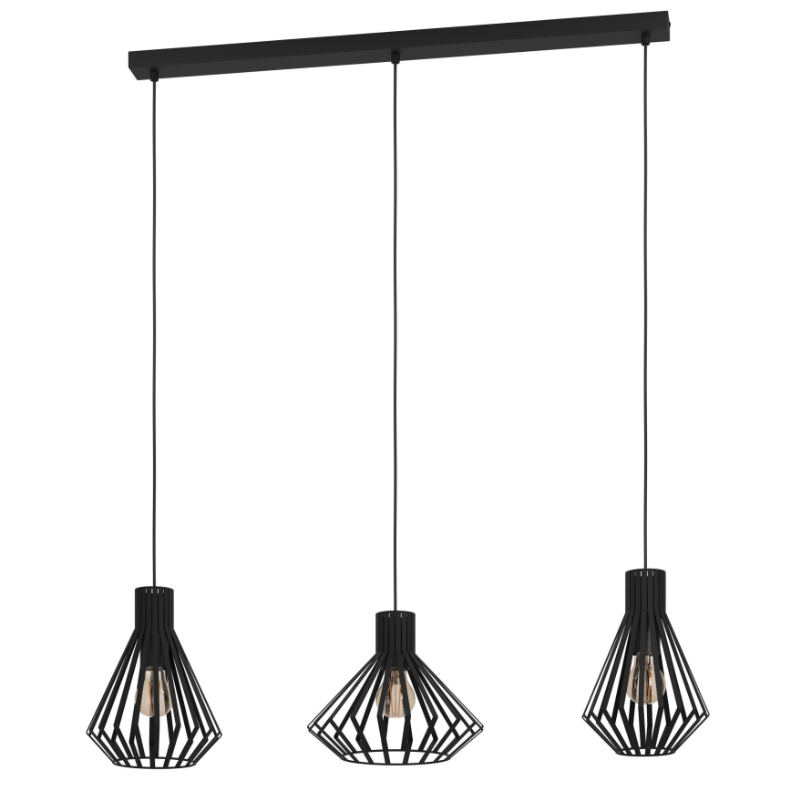 Eglo - Luster na lanku 3xE27/40W/230V čierna