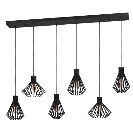 Eglo - Luster na lanku 6xE27/40W/230V čierna