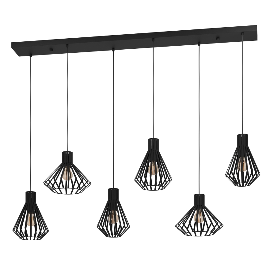 Eglo - Luster na lanku 6xE27/40W/230V čierna