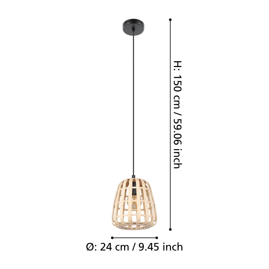 Eglo - Luster na lanku 1xE27/40W/230V pr. 24 cm bambus
