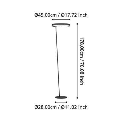 Eglo - LED Stmievateľná stojacia lampa LED/23W/230V 3000K čierna
