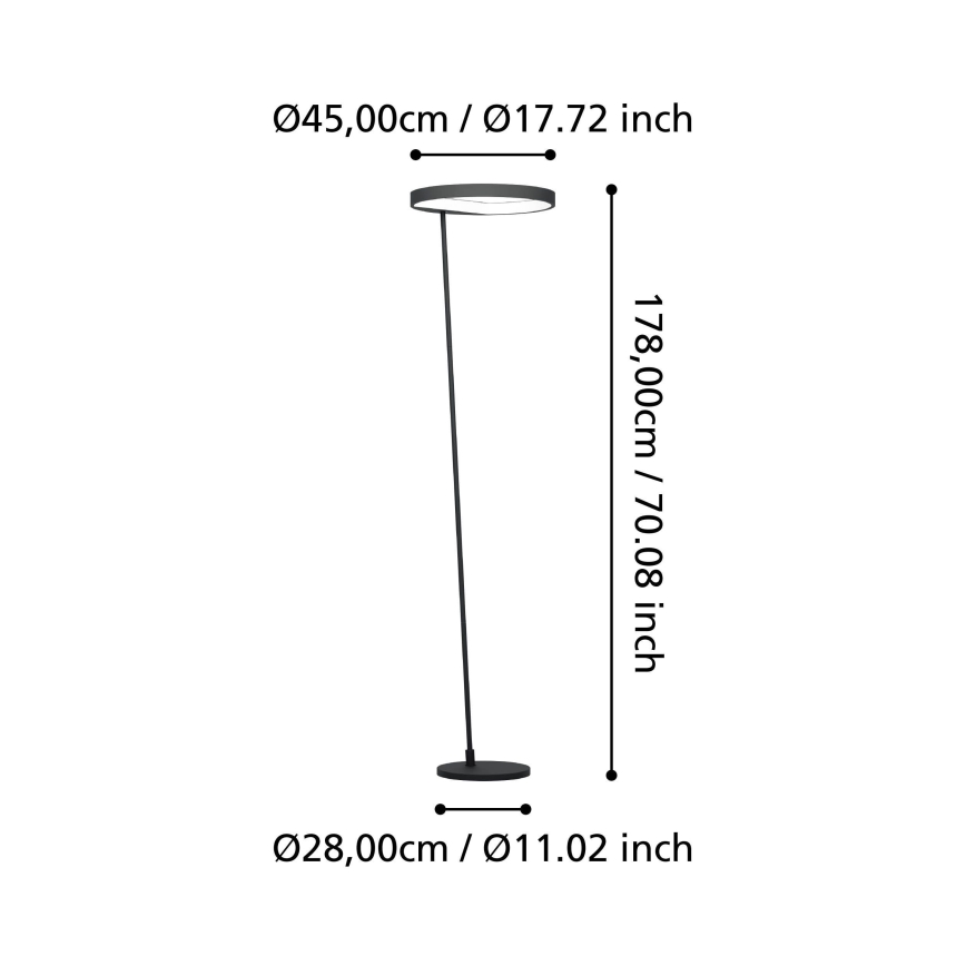 Eglo - LED Stmievateľná stojacia lampa LED/23W/230V 3000K čierna