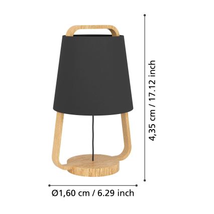 Eglo - Stolná lampa 1xE27/40W/230V čierna