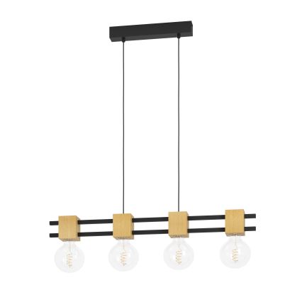 Eglo - Luster na lanku 4xE27/40W/230V čierna/hnedá