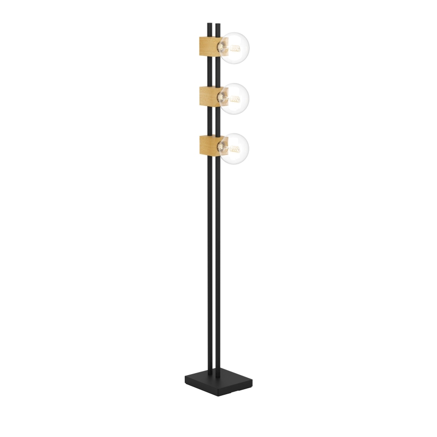 Eglo - Stojacia lampa 3xE27/40W/230V čierna/hnedá