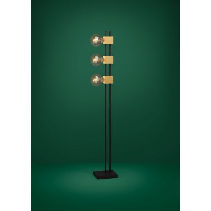 Eglo - Stojacia lampa 3xE27/40W/230V čierna/hnedá