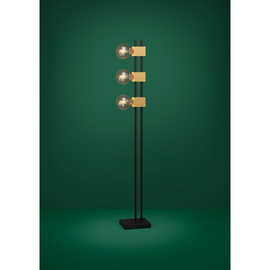 Eglo - Stojacia lampa 3xE27/40W/230V čierna/hnedá