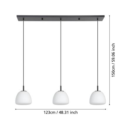 Eglo - Luster na lanku 3xE27/40W/230V čierna