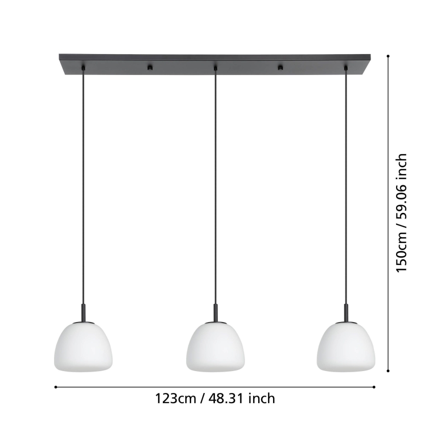 Eglo - Luster na lanku 3xE27/40W/230V čierna