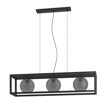 Eglo - Luster na lanku 3xE27/40W/230V dymová/čierna