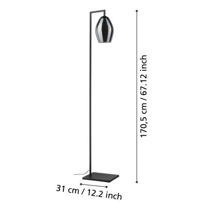 Eglo - Stojacia lampa 1xE27/40W/230V dymová