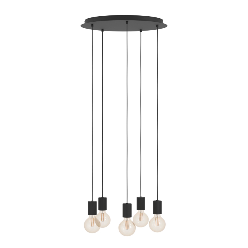 Eglo - Luster na lanku 5xE27/40W/230V čierna