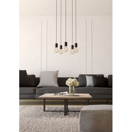 Eglo - Luster na lanku 5xE27/40W/230V čierna