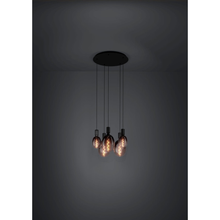 Eglo - Luster na lanku 5xE27/40W/230V čierna