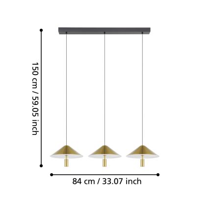 Eglo - LED Stmievateľný luster na lanku 3xLED/12W/230V 3000K zlatá