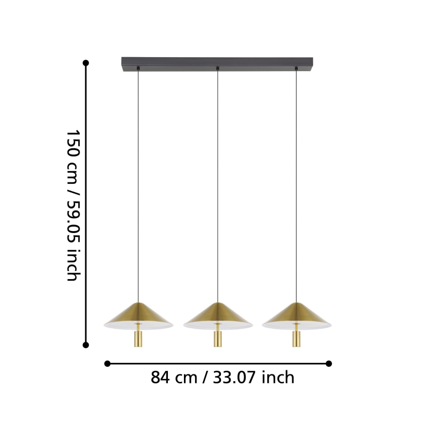 Eglo - LED Stmievateľný luster na lanku 3xLED/12W/230V 3000K zlatá
