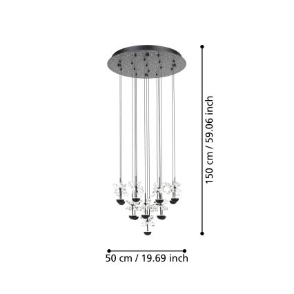 Eglo - LED Stmievateľný luster na lanku LED/27W/230V 3000K čierna