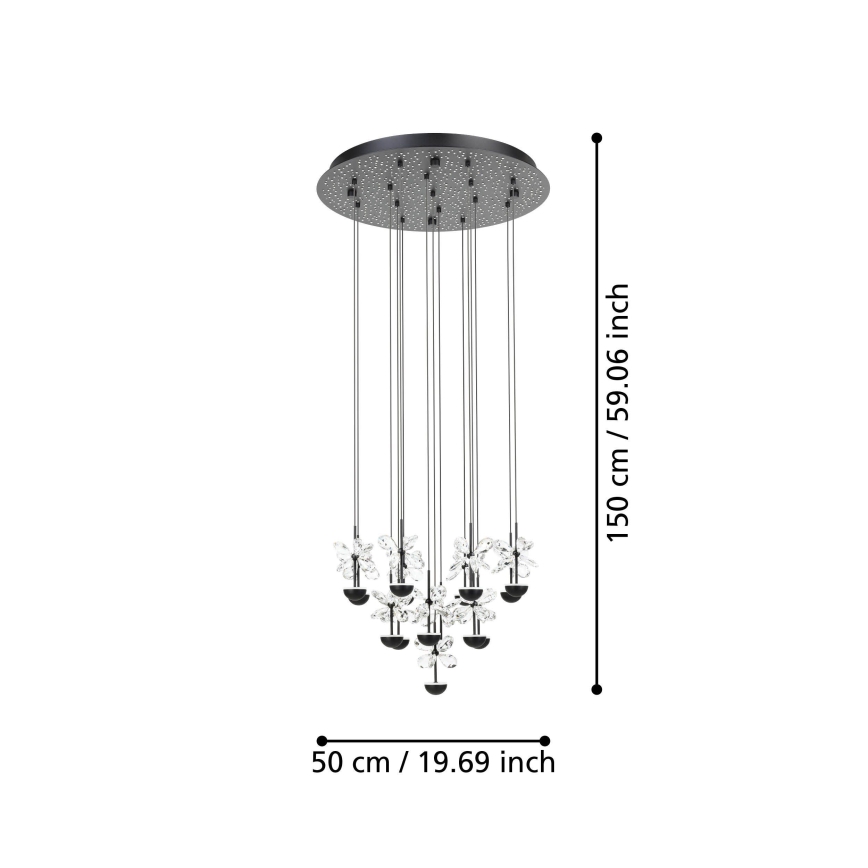 Eglo - LED Stmievateľný luster na lanku LED/27W/230V 3000K čierna