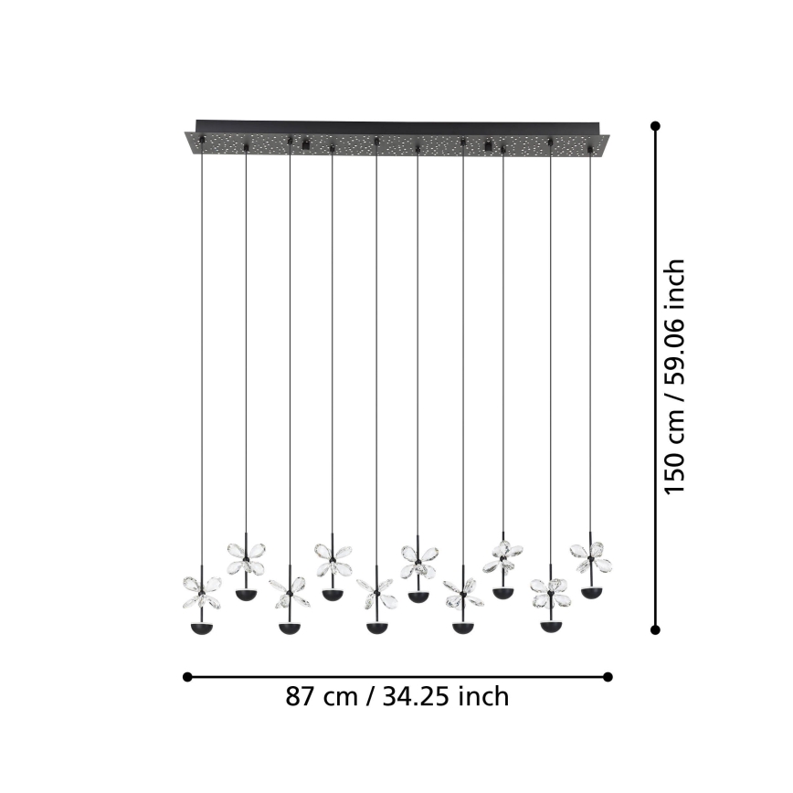 Eglo - LED Stmievateľný luster na lanku LED/23W/230V 3000K čierna