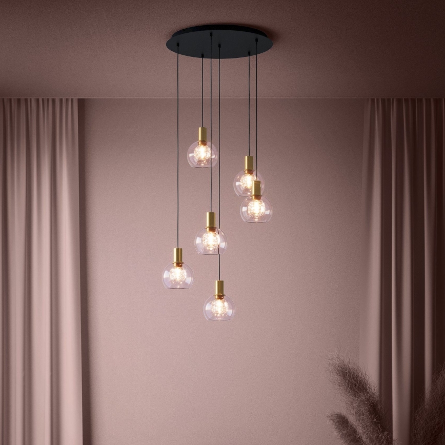 Eglo 390279 - LED Stmievateľný luster na lanku 6xLED/5,4W/230V 3000K pr. 54 cm zlatá