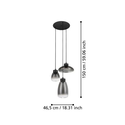 Eglo - LED Stmievateľný luster na lanku 3xLED/5,4W/230V 2700K dymová