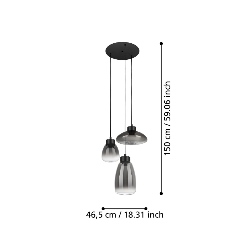 Eglo - LED Stmievateľný luster na lanku 3xLED/5,4W/230V 2700K dymová
