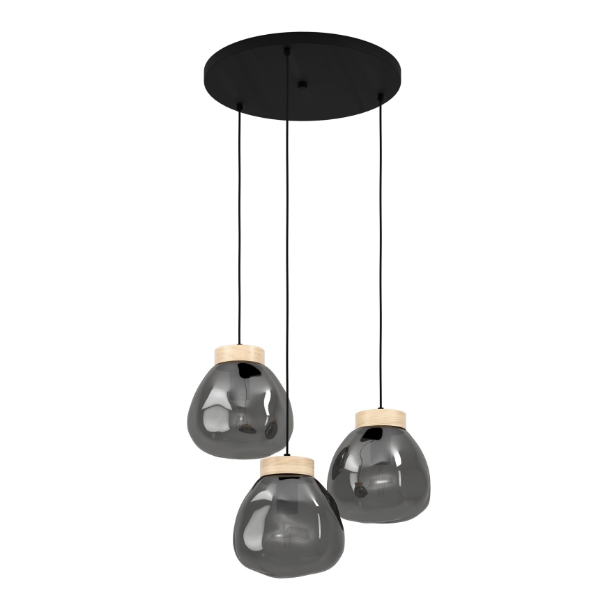 Eglo - Luster na lanku 3xE27/40W/230V dymová