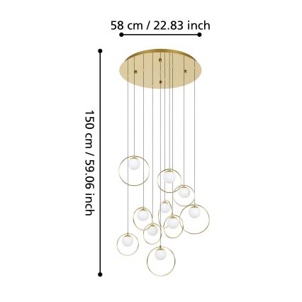 Eglo - LED Stmievateľný luster na lanku 10xLED/3W/230V 3000K pr. 58 cm zlatá