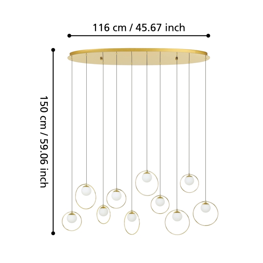 Eglo - LED Stmievateľný luster na lanku 10xLED/3W/230V 3000K zlatá
