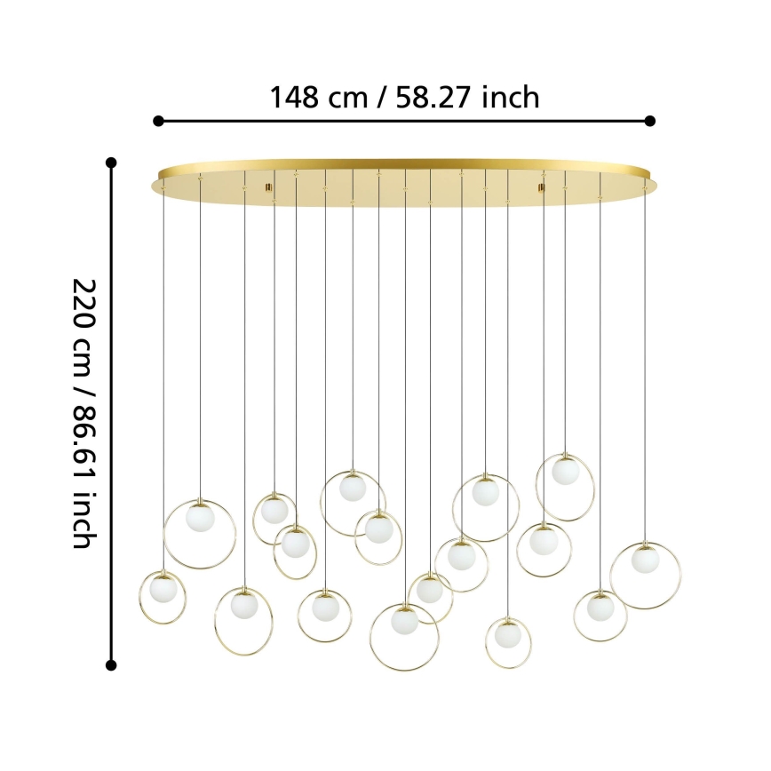 Eglo - LED Stmievateľný luster na lanku 17xLED/3W/230V 3000K zlatá