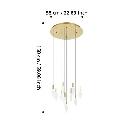 Eglo - LED Stmievateľný luster na lanku 10xLED/3W/230V 3000K pr. 58 cm zlatá