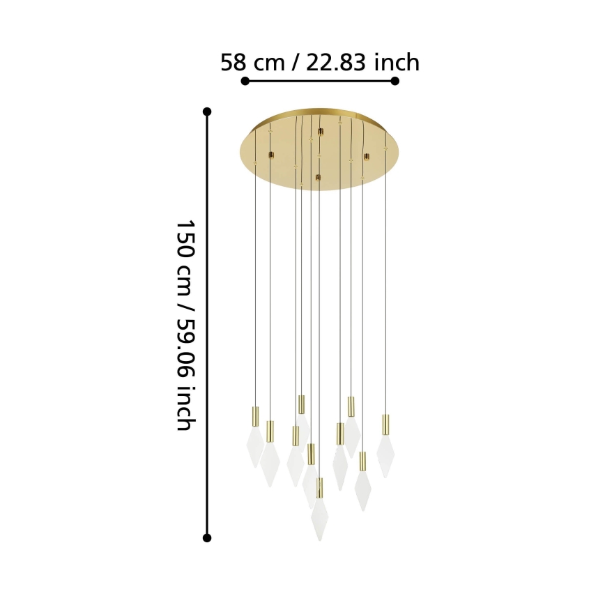 Eglo - LED Stmievateľný luster na lanku 10xLED/3W/230V 3000K pr. 58 cm zlatá