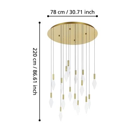 Eglo - LED Stmievateľný luster na lanku 16xLED/3,3W/230V 3000K pr. 78 cm zlatá