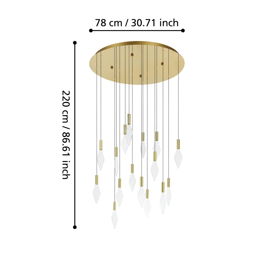 Eglo - LED Stmievateľný luster na lanku 16xLED/3,3W/230V 3000K pr. 78 cm zlatá