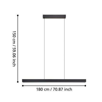 Eglo - LED Stmievateľný luster na lanku LED/20W/230V 3000K čierna