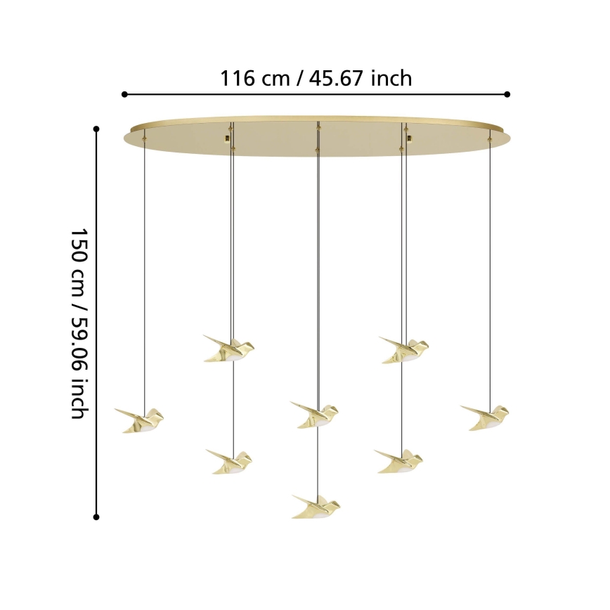Eglo - LED Stmievateľný luster na lanku 8xLED/4,2W/230V 3000K zlatá