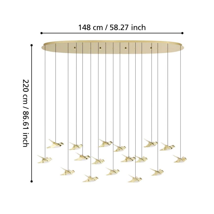 Eglo - LED Stmievateľný luster na lanku 17xLED/3W/230V 3000K zlatá