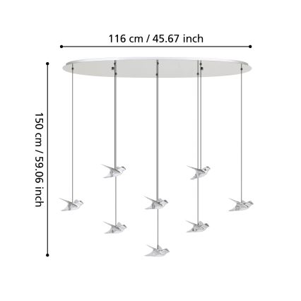 Eglo - LED Stmievateľný luster na lanku 8xLED/4,2W/230V 3000K lesklý chróm
