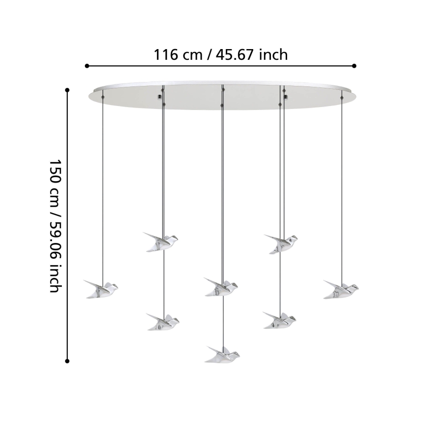 Eglo - LED Stmievateľný luster na lanku 8xLED/4,2W/230V 3000K lesklý chróm