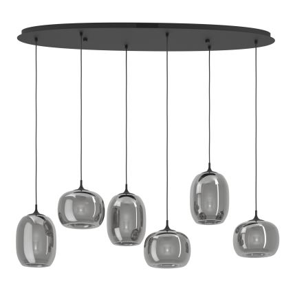 Eglo - LED Stmievateľný luster na lanku 6xLED/3,7W/230V 2700-6500K dymová + diaľkové ovládanie