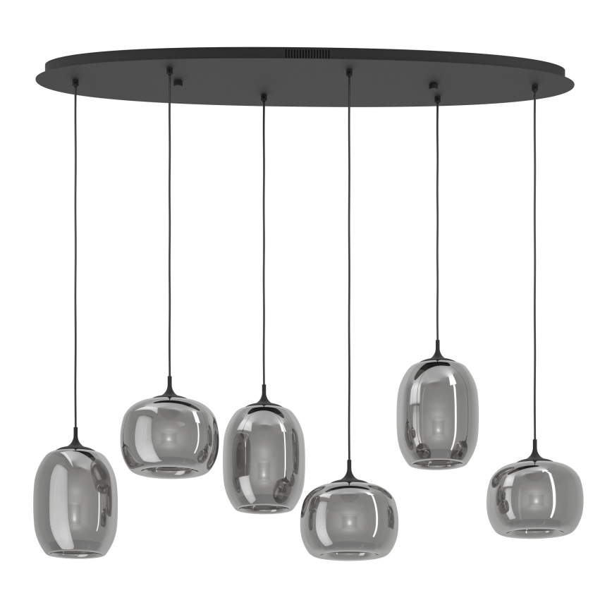 Eglo - LED Stmievateľný luster na lanku 6xLED/3,7W/230V 2700-6500K dymová + diaľkové ovládanie