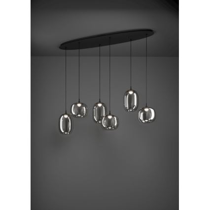 Eglo - LED Stmievateľný luster na lanku 6xLED/3,7W/230V 2700-6500K dymová + diaľkové ovládanie