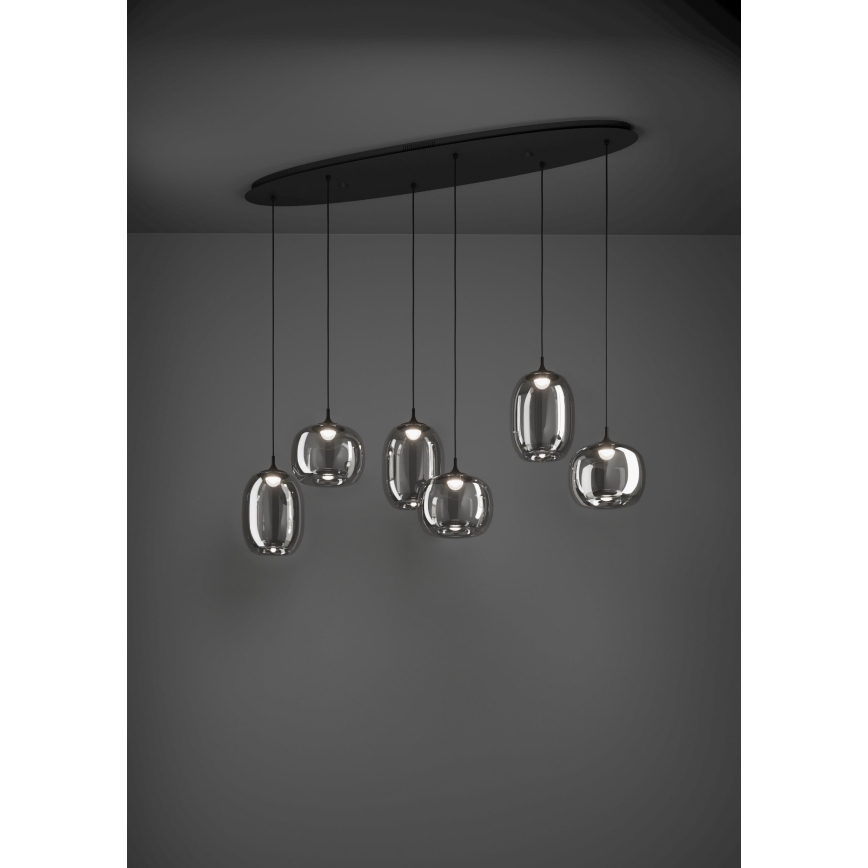 Eglo - LED Stmievateľný luster na lanku 6xLED/3,7W/230V 2700-6500K dymová + diaľkové ovládanie