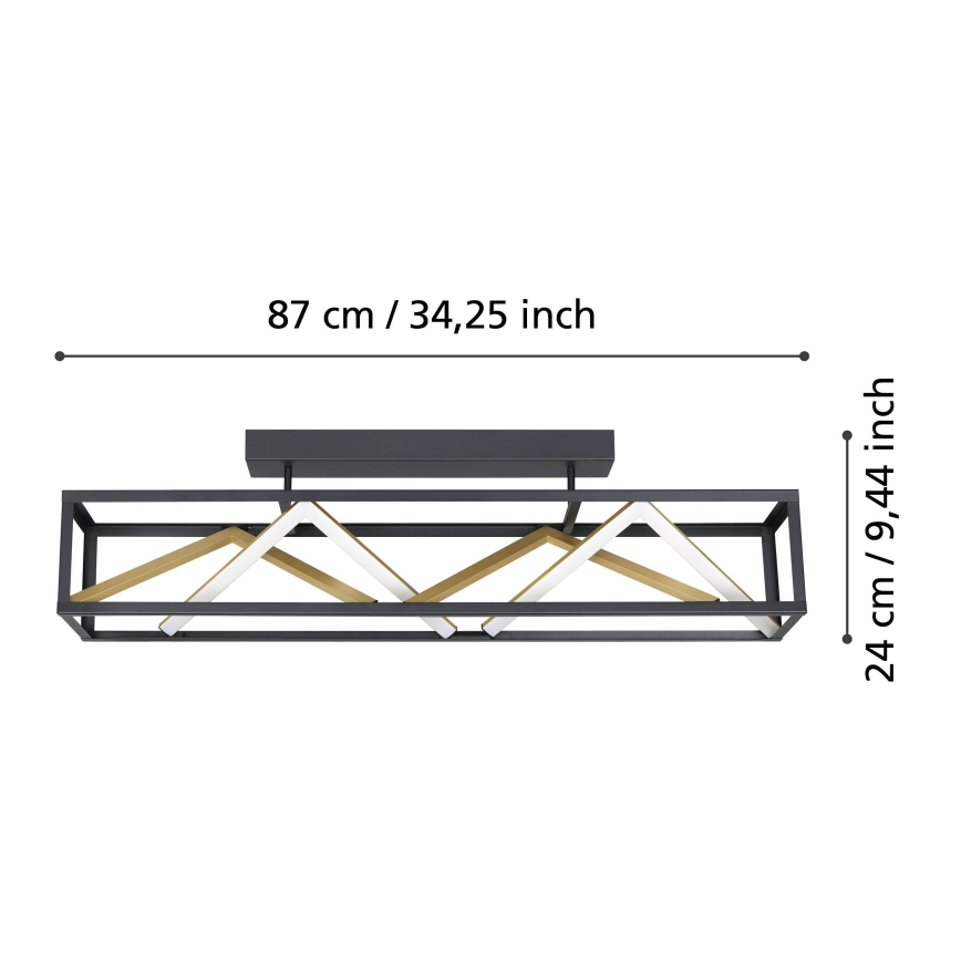 Eglo - LED Stmievateľný prisadený luster LED/45W/230V 2700-6500K čierna/zlatá + diaľkové ovládanie